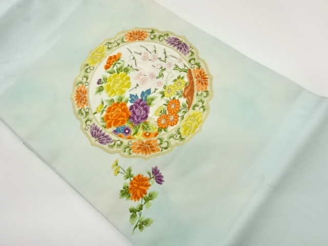 JAPANESE KIMONO / FLORAL PATTERN WOVEN THE BACK OF A MIRROR NAGOYA OBI